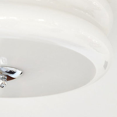 Modern Minimalist Round Iron Glass LED Flush Mount Ceiling Light For Bedroom