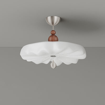 Traditional Vintage Flower Iron PE LED Semi-Flush Mount Ceiling Light For Bedroom