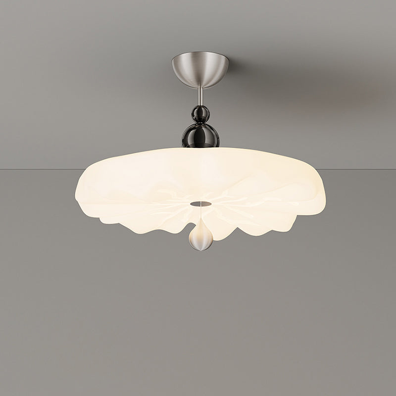 Traditional Vintage Flower Iron PE LED Semi-Flush Mount Ceiling Light For Bedroom
