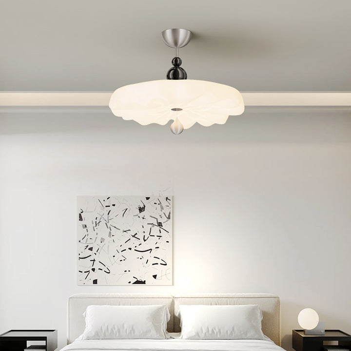 Lustre Plafonnier Semi-Encastré à LED en Fer Vintage Traditionnel avec Motif de Fleurs pour Chambre 