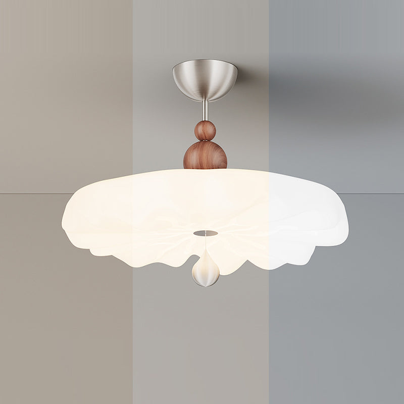 Traditional Vintage Flower Iron PE LED Semi-Flush Mount Ceiling Light For Bedroom