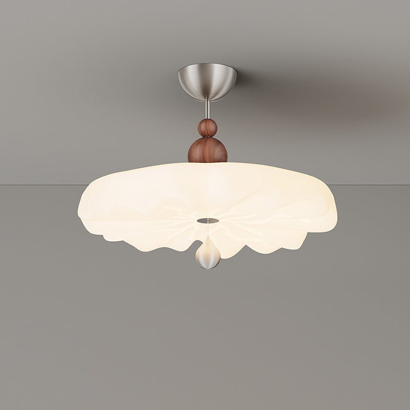 Traditional Vintage Flower Iron PE LED Semi-Flush Mount Ceiling Light For Bedroom