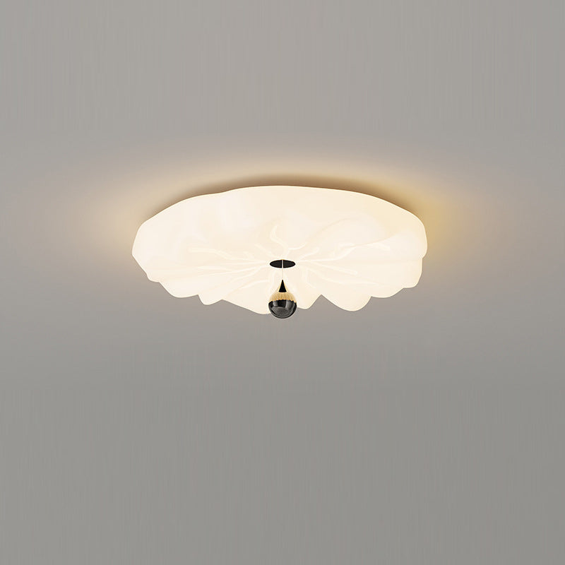 Traditional French Flower Iron PE LED Flush Mount Ceiling Light For Living Room