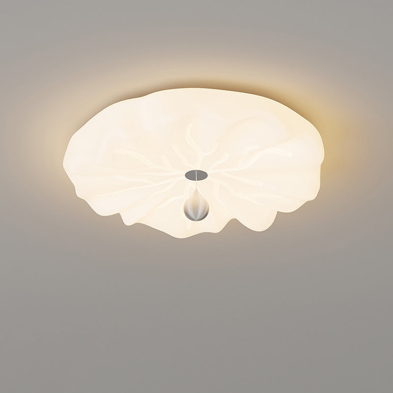 Traditional French Flower Iron PE LED Flush Mount Ceiling Light For Living Room