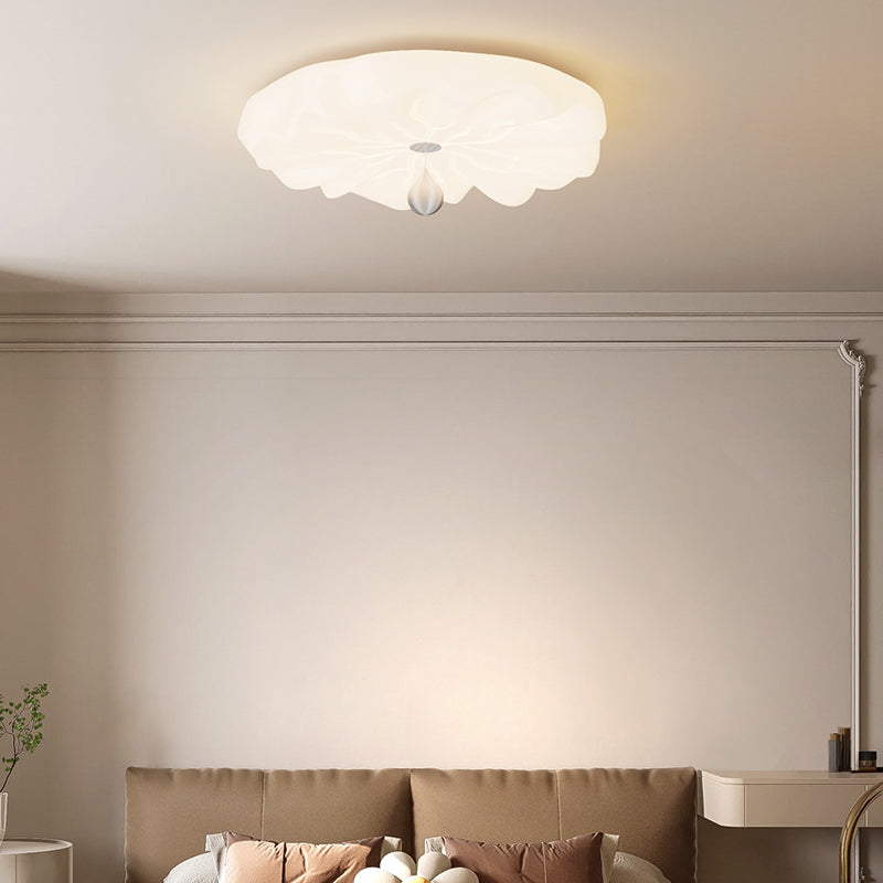 Traditional French Flower Iron PE LED Flush Mount Ceiling Light For Living Room