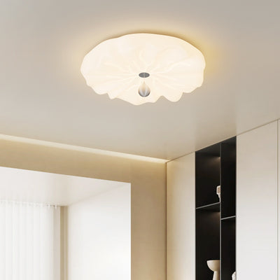 Traditional French Flower Iron PE LED Flush Mount Ceiling Light For Living Room