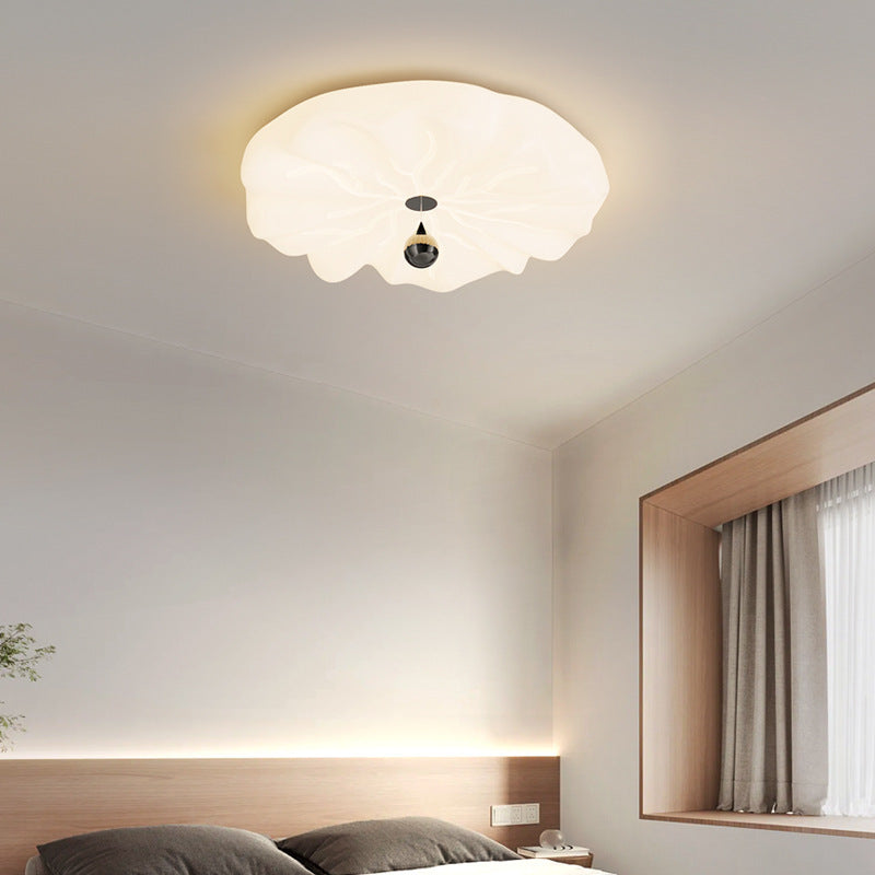 Traditional French Flower Iron PE LED Flush Mount Ceiling Light For Living Room