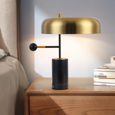 Modern Art Deco Geometric Iron Marble 1-Light Table Lamp For Study