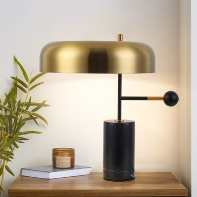 Modern Art Deco Geometric Iron Marble 1-Light Table Lamp For Study