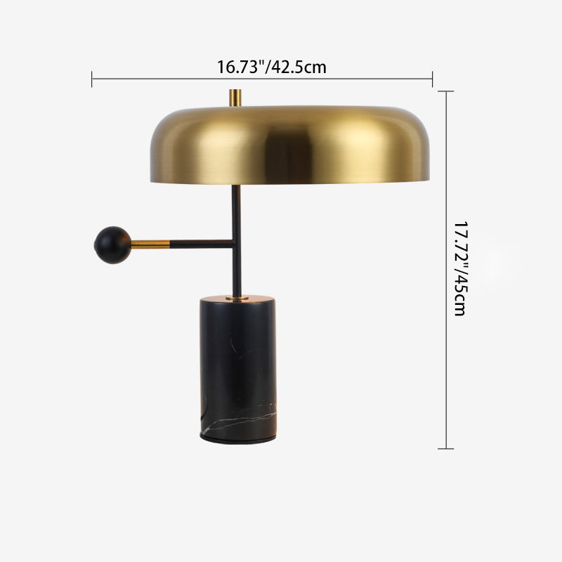 Modern Art Deco Geometric Iron Marble 1-Light Table Lamp For Study