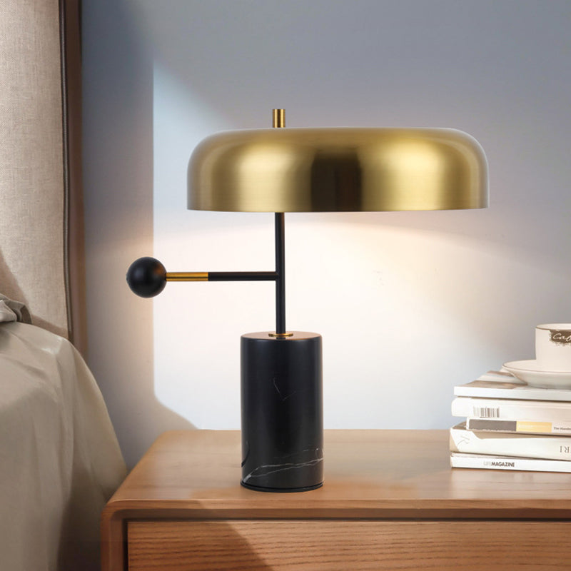 Modern Art Deco Geometric Iron Marble 1-Light Table Lamp For Study