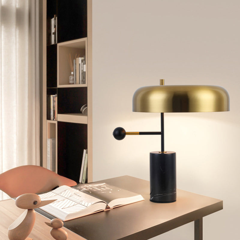 Modern Art Deco Geometric Iron Marble 1-Light Table Lamp For Study