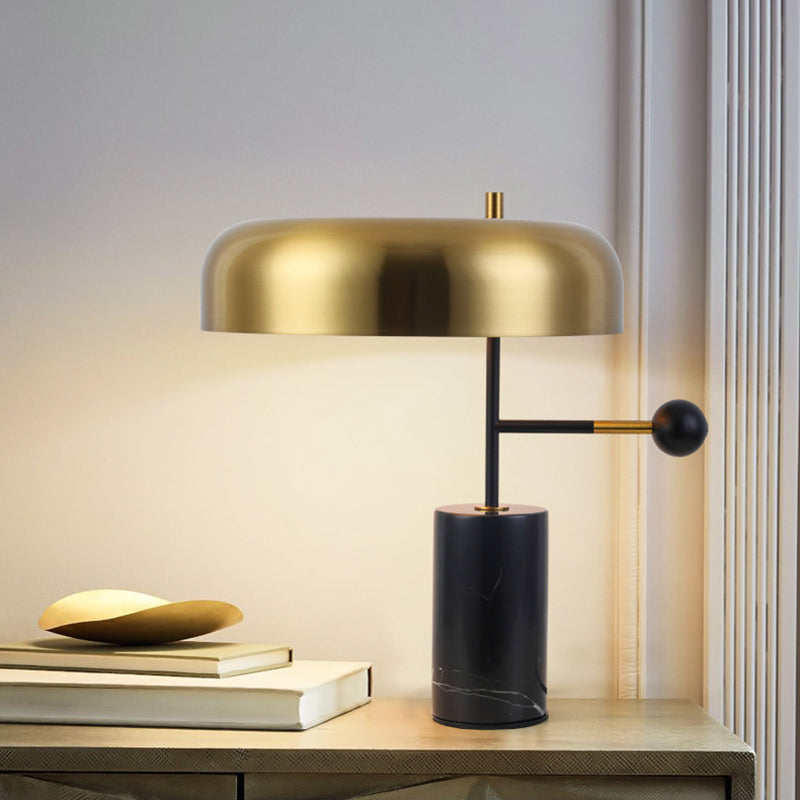 Modern Art Deco Geometric Iron Marble 1-Light Table Lamp For Study