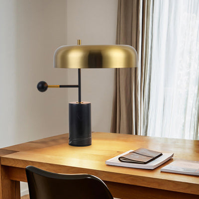 Modern Art Deco Geometric Iron Marble 1-Light Table Lamp For Study