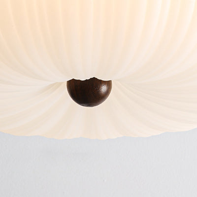 Traditional Vintage Pumpkin Carbon Steel PE LED Semi-Flush Mount Ceiling Light For Bedroom