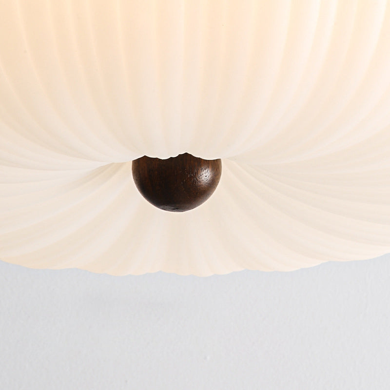 Traditional Vintage Pumpkin Carbon Steel PE LED Semi-Flush Mount Ceiling Light For Bedroom