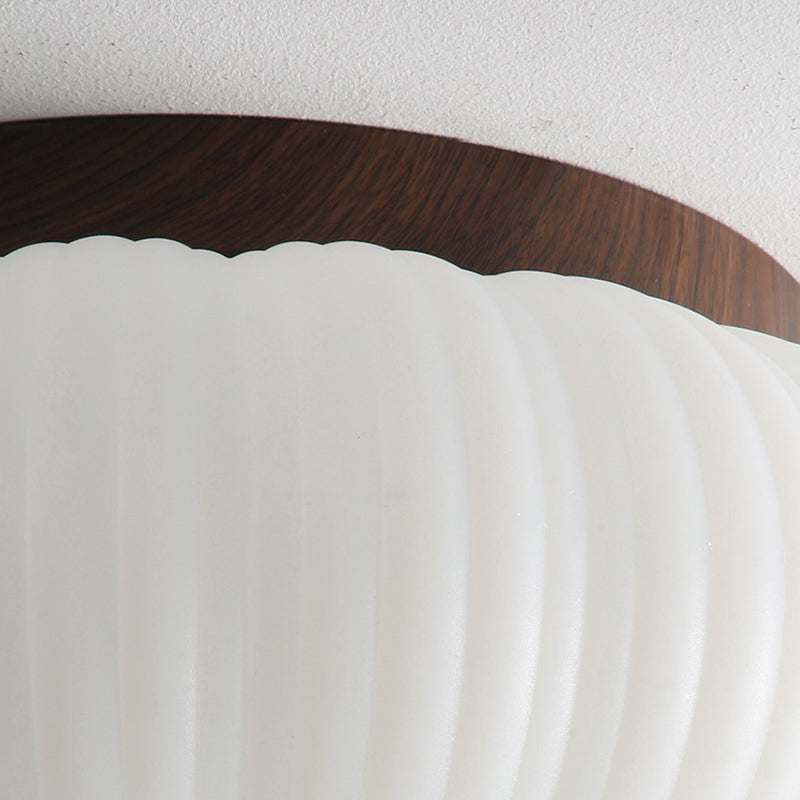 Traditional Vintage Pumpkin Carbon Steel PE LED Semi-Flush Mount Ceiling Light For Bedroom