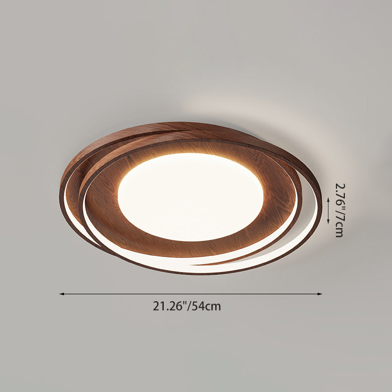 Traditional Vintage Round Iron Acrylic LED Flush Mount Ceiling Light For Living Room