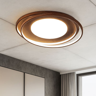 Traditional Vintage Round Iron Acrylic LED Flush Mount Ceiling Light For Living Room