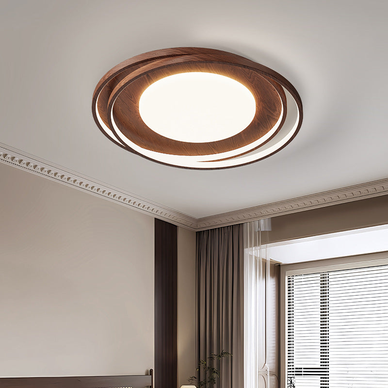 Traditional Vintage Round Iron Acrylic LED Flush Mount Ceiling Light For Living Room