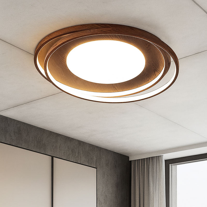 Traditional Vintage Round Iron Acrylic LED Flush Mount Ceiling Light For Living Room