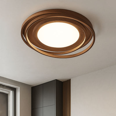 Traditional Vintage Round Iron Acrylic LED Flush Mount Ceiling Light For Living Room