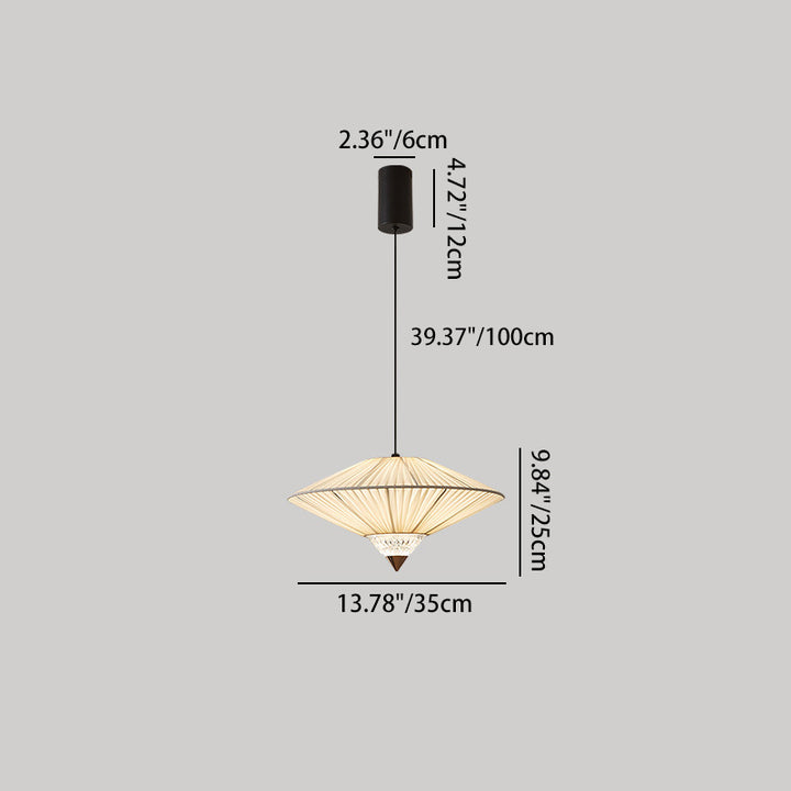 Traditional Vintage Rhombus Metal Fabric Crystal 3/4-Light Liftable Pendant Light For Dining Room