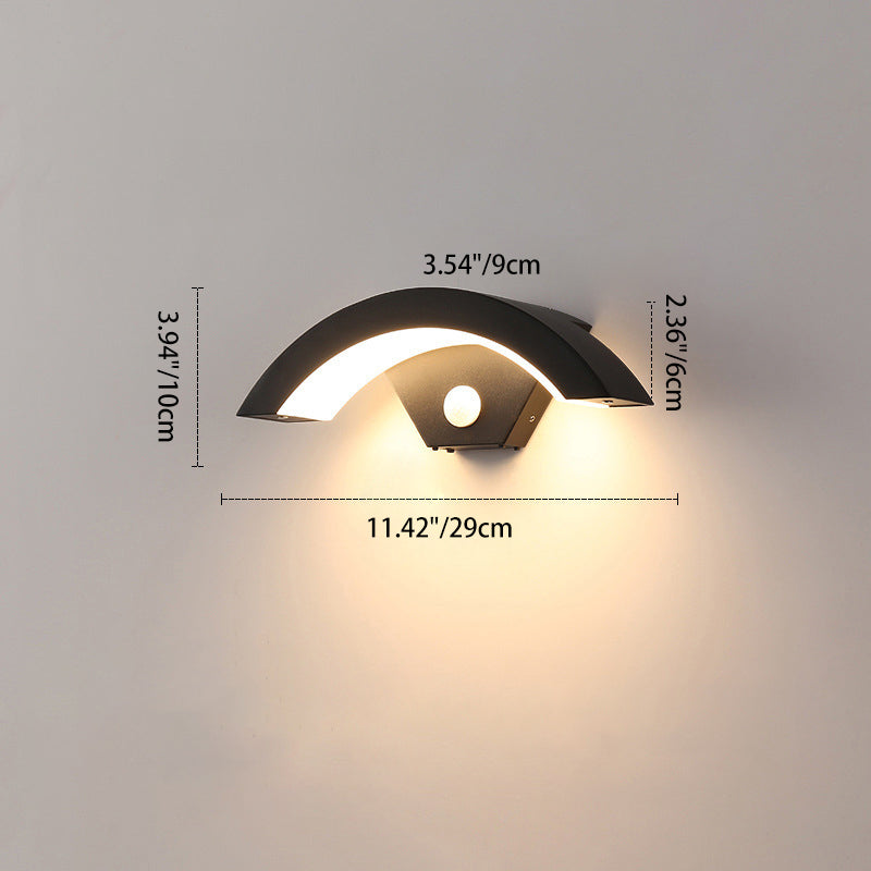 Modern Minimalist Waterproof Arc Aluminum Acrylic Sensor LED Outdoor Wall Sconce Lamp For Garden