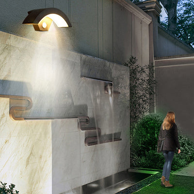 Modern Minimalist Waterproof Arc Aluminum Acrylic Sensor LED Outdoor Wall Sconce Lamp For Garden