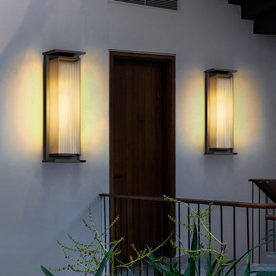 Modern Minimalist Waterproof Rectangular Stainless Steel Glass LED Outdoor Wall Sconce Lamp For Garden