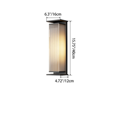 Modern Minimalist Waterproof Rectangular Stainless Steel Glass LED Outdoor Wall Sconce Lamp For Garden