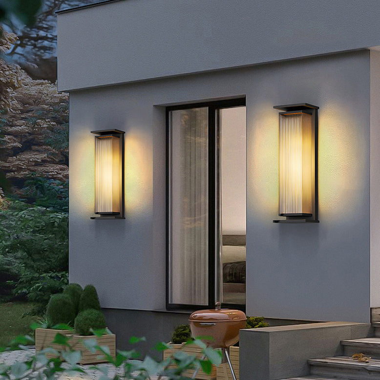 Modern Minimalist Waterproof Rectangular Stainless Steel Glass LED Outdoor Wall Sconce Lamp For Garden