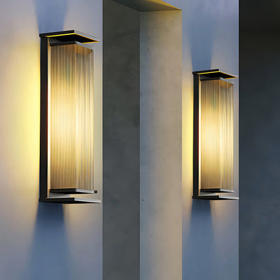 Modern Minimalist Waterproof Rectangular Stainless Steel Glass LED Outdoor Wall Sconce Lamp For Garden