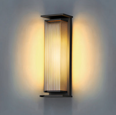 Modern Minimalist Waterproof Rectangular Stainless Steel Glass LED Outdoor Wall Sconce Lamp For Garden