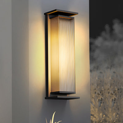 Modern Minimalist Waterproof Rectangular Stainless Steel Glass LED Outdoor Wall Sconce Lamp For Garden