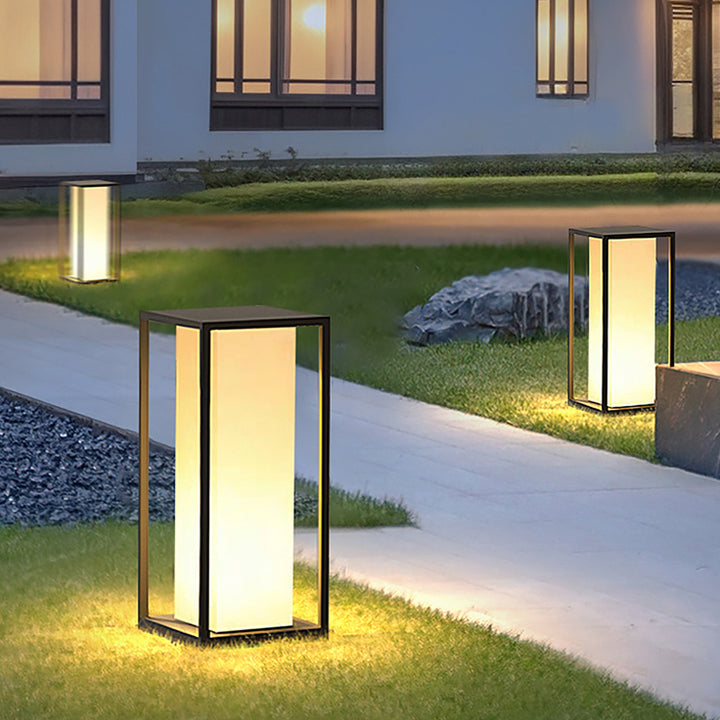 Moderne minimalistische wasserdichte Solar-Rechteck-Edelstahl-Acryl-LED-Außenleuchte Landschaftsbeleuchtung für den Garten 