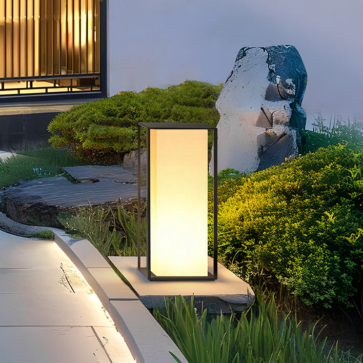 Moderne minimalistische wasserdichte Solar-Rechteck-Edelstahl-Acryl-LED-Außenleuchte Landschaftsbeleuchtung für den Garten 