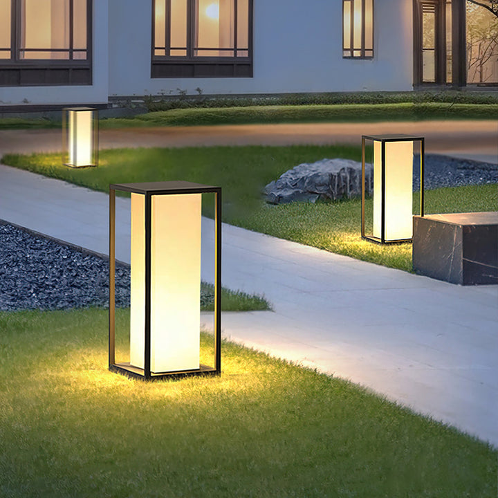 Moderne minimalistische wasserdichte Solar-Rechteck-Edelstahl-Acryl-LED-Außenleuchte Landschaftsbeleuchtung für den Garten 