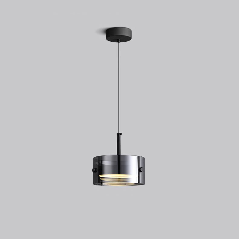 Modern Minimalist Round Metal Acrylic Glass LED Pendant Light For Bedroom