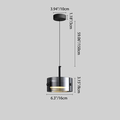 Modern Minimalist Round Metal Acrylic Glass LED Pendant Light For Bedroom