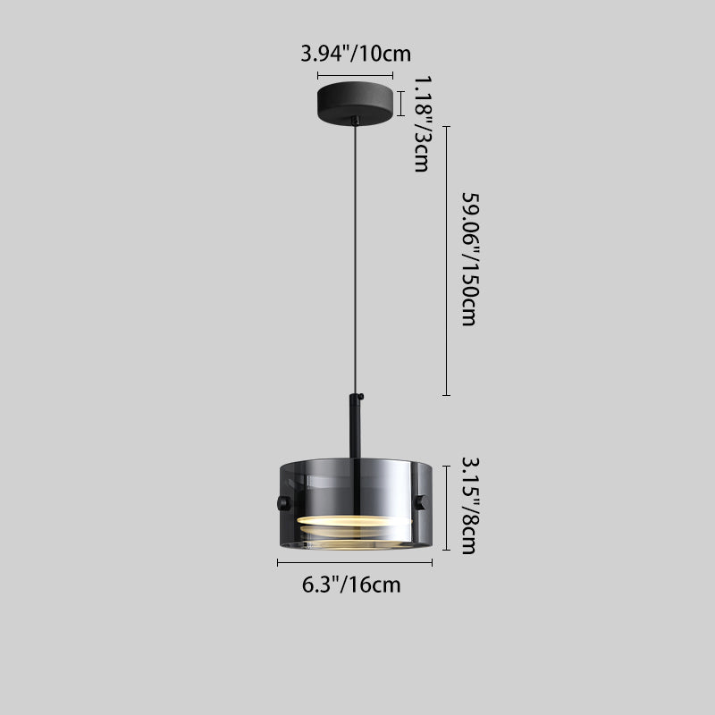 Modern Minimalist Round Metal Acrylic Glass LED Pendant Light For Bedroom