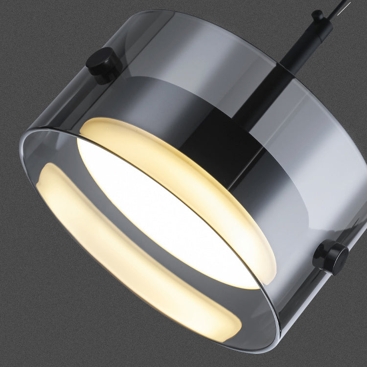 Modern Minimalist Round Metal Acrylic Glass LED Pendant Light For Bedroom