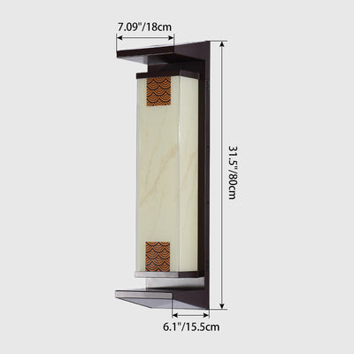 Traditional Chinese Waterproof Solar Rectangular Aluminum Glass LED Outdoor Wall Sconce Lamp For Garden