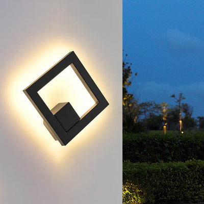Modern Minimalist Waterproof Square Round Aluminum Acrylic LED Outdoor Wall Sconce Lamp For Garden