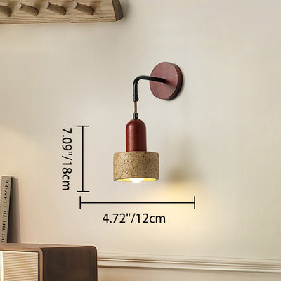 Modern Minimalist Geometric Shape Iron Resin Yellow Travertine 1-Light Wall Sconce Lamp For Bedroom