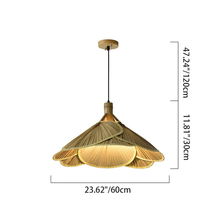 Suspension 1 lumière en bambou et bois massif au style rustique traditionnel pour salle à manger 
