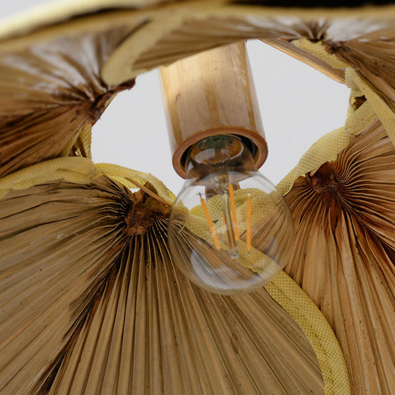 Traditional Rustic Hat Solid Wood Bamboo 1-Light Pendant Light For Dining Room
