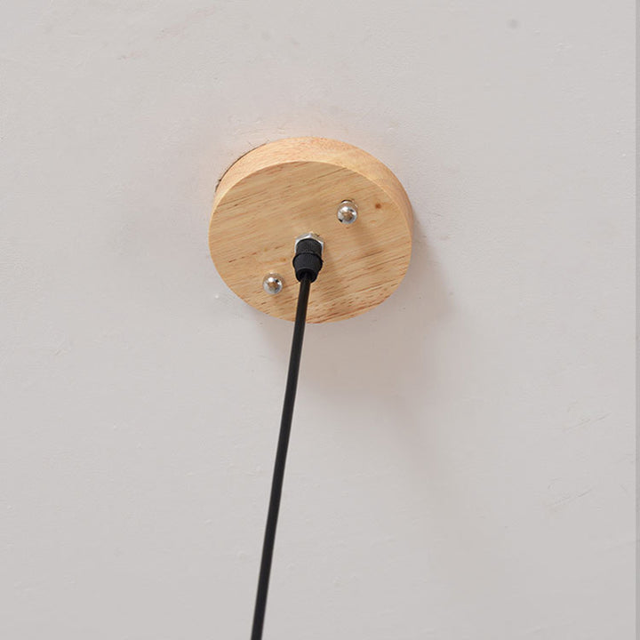 Suspension 1 lumière en bambou et bois massif au style rustique traditionnel pour salle à manger 