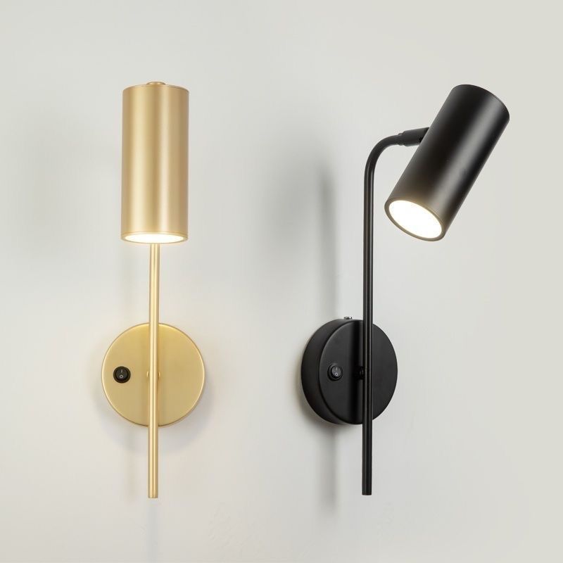 Contemporary Industrial Rotatable Cylindrical Iron 1-Light Wall Sconce Lamp For Bedroom
