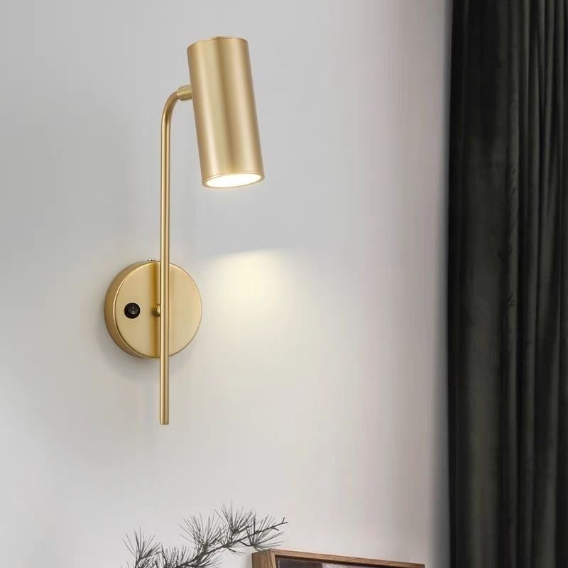 Contemporary Industrial Rotatable Cylindrical Iron 1-Light Wall Sconce Lamp For Bedroom